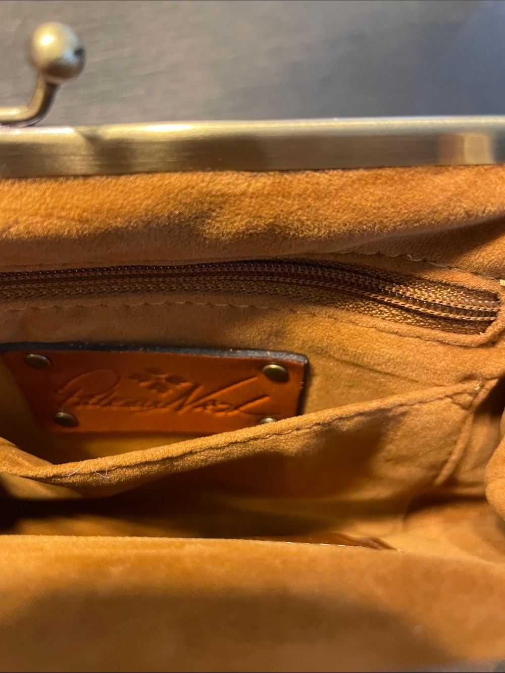 Patricia Nash Embossed Leather Wristlet Clutch - Cognac Brown - Picture 7 of 10